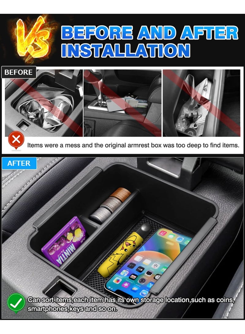 KISSUN Center Console Organizer Tray for 2022-2025 Mitsubishi Outlander Accessories (NOT for Outlander Sport) Middle Console Organizer Armrest Storage Box with Non-Slip Silicone Liners - Image 3